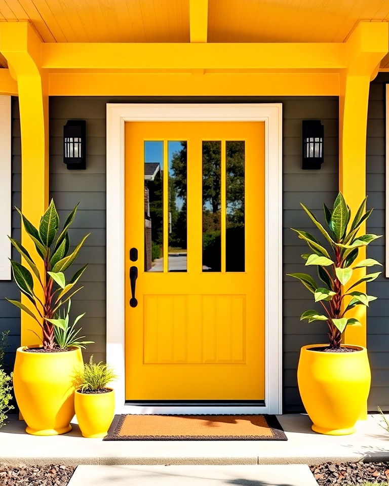 cheerful sunflower yellow color - 20 Mid Century Front Door Colors