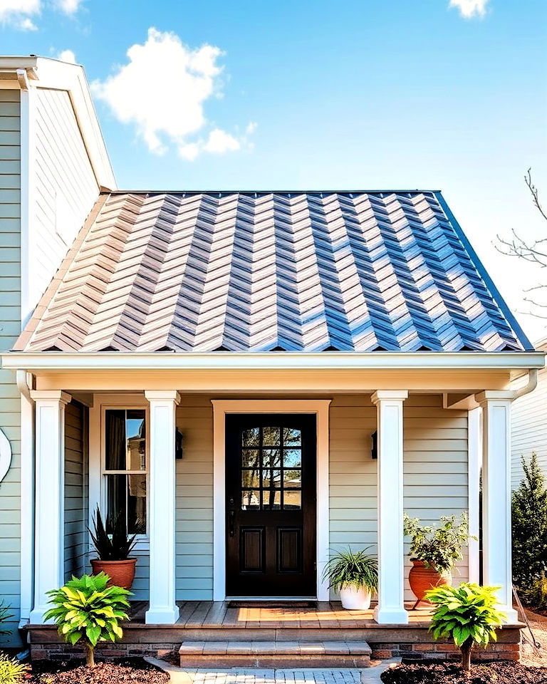chevron patterned metal roof - 30 Metal Roof Porch Design Ideas