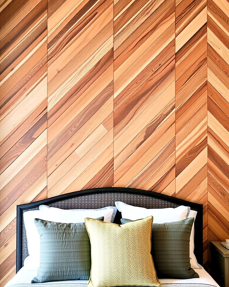 chevron patterned wood slat accent wall - 40 Wood Slat Accent Wall Ideas