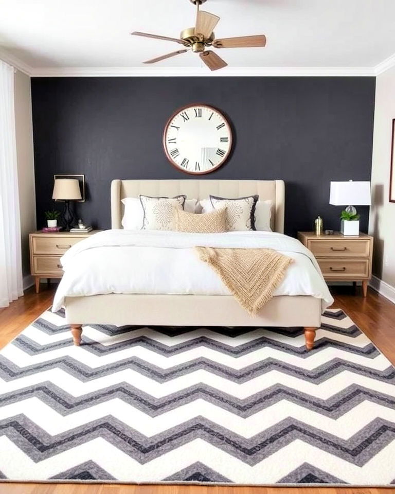 chevron striped rug for bedroom - 30 Bedroom Rug Ideas