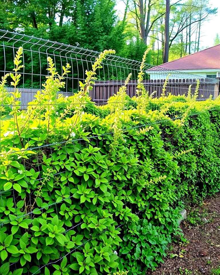 chicken wire base living fence with shrubs - 25 Chicken Fence Ideas