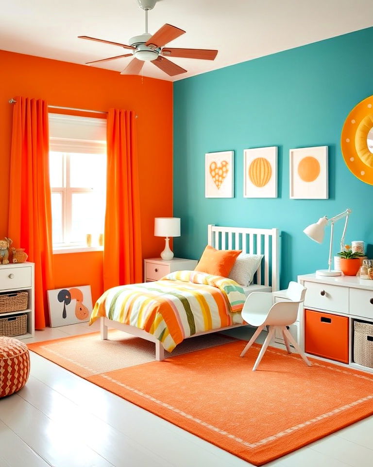 child friendly teal and orange kids room - 20 Teal and Orange Color Scheme for Your Rooms