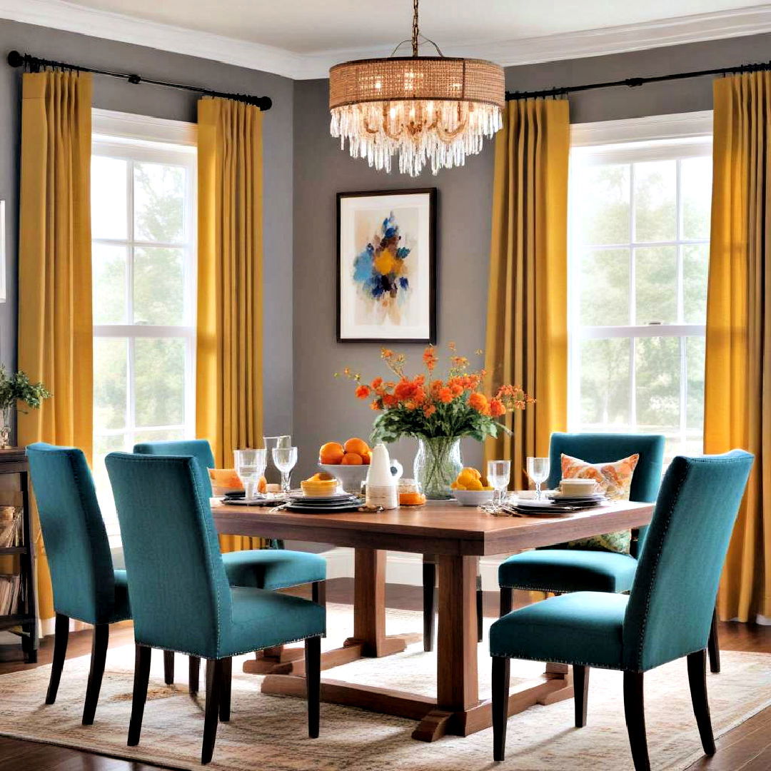 choose accent colors to brighten up dining room decor - 40 Dining Room Decor Ideas