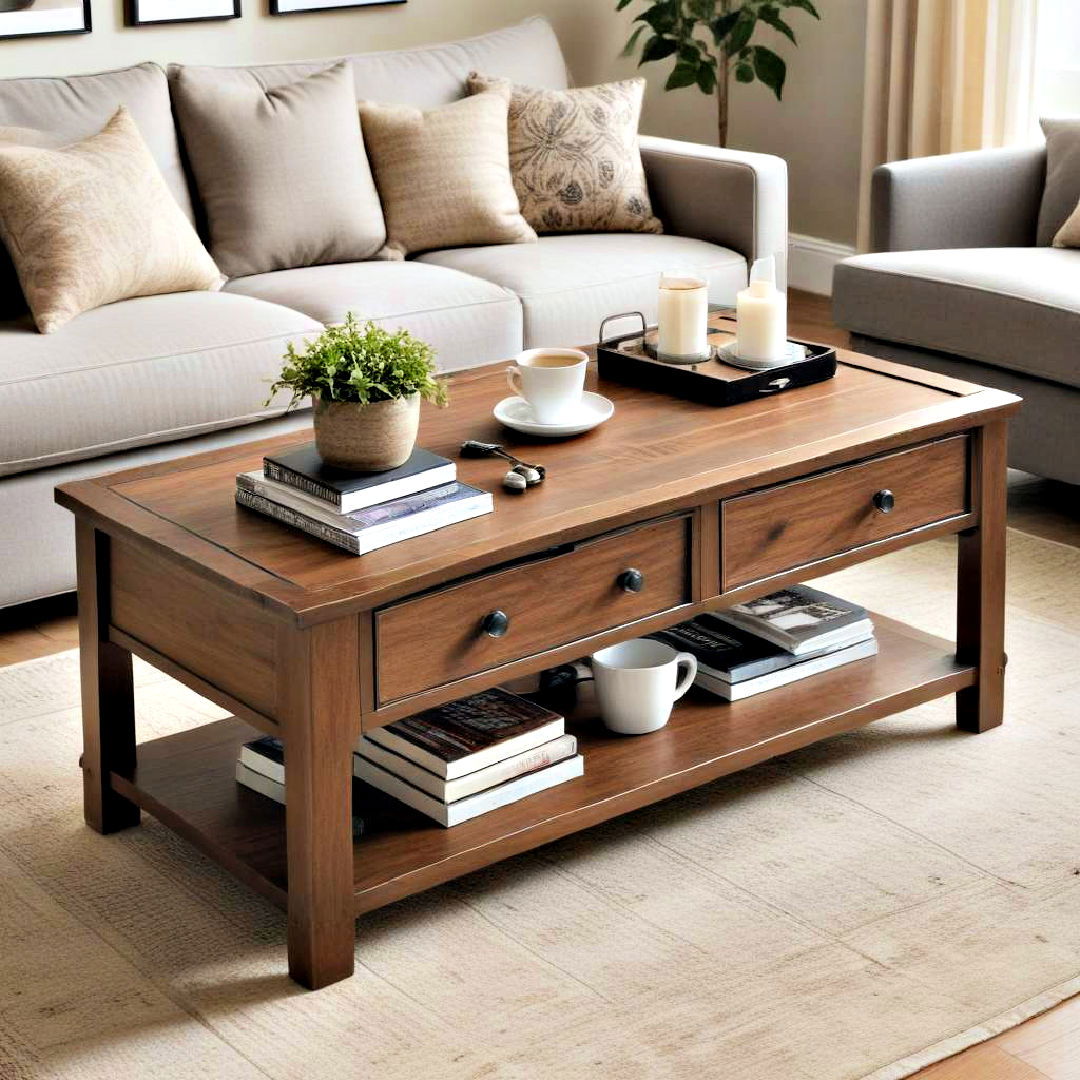 choose coffee table with storage - 25 Traditional Living Room Ideas