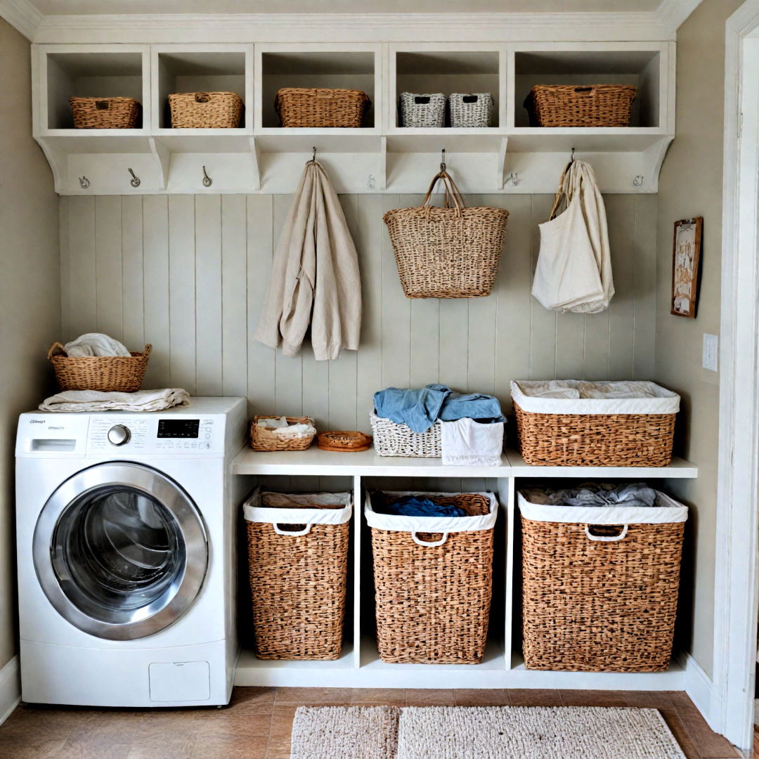 choose efficient laundry baskets - 40 Mudroom Ideas
