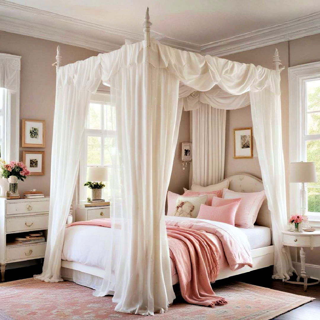 choose elegant canopy bed - 40 Teen Room Ideas