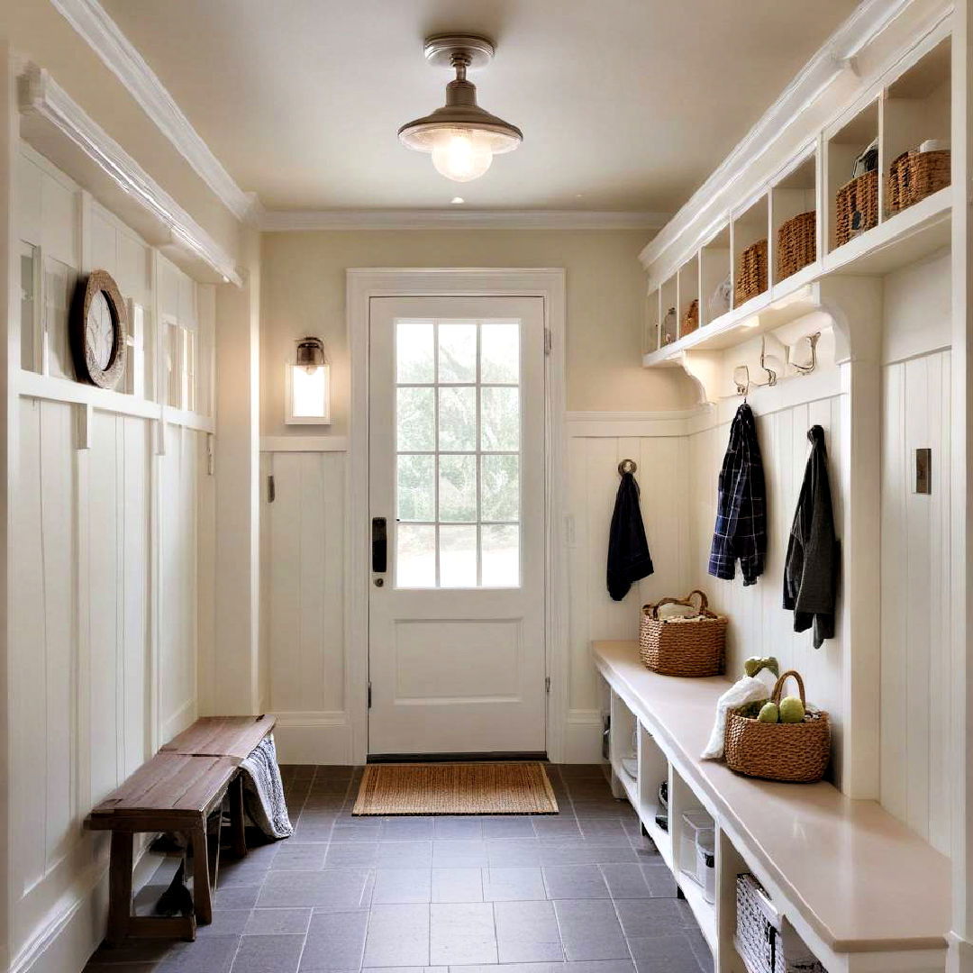 choose energy efficient light fixtures - 40 Mudroom Ideas