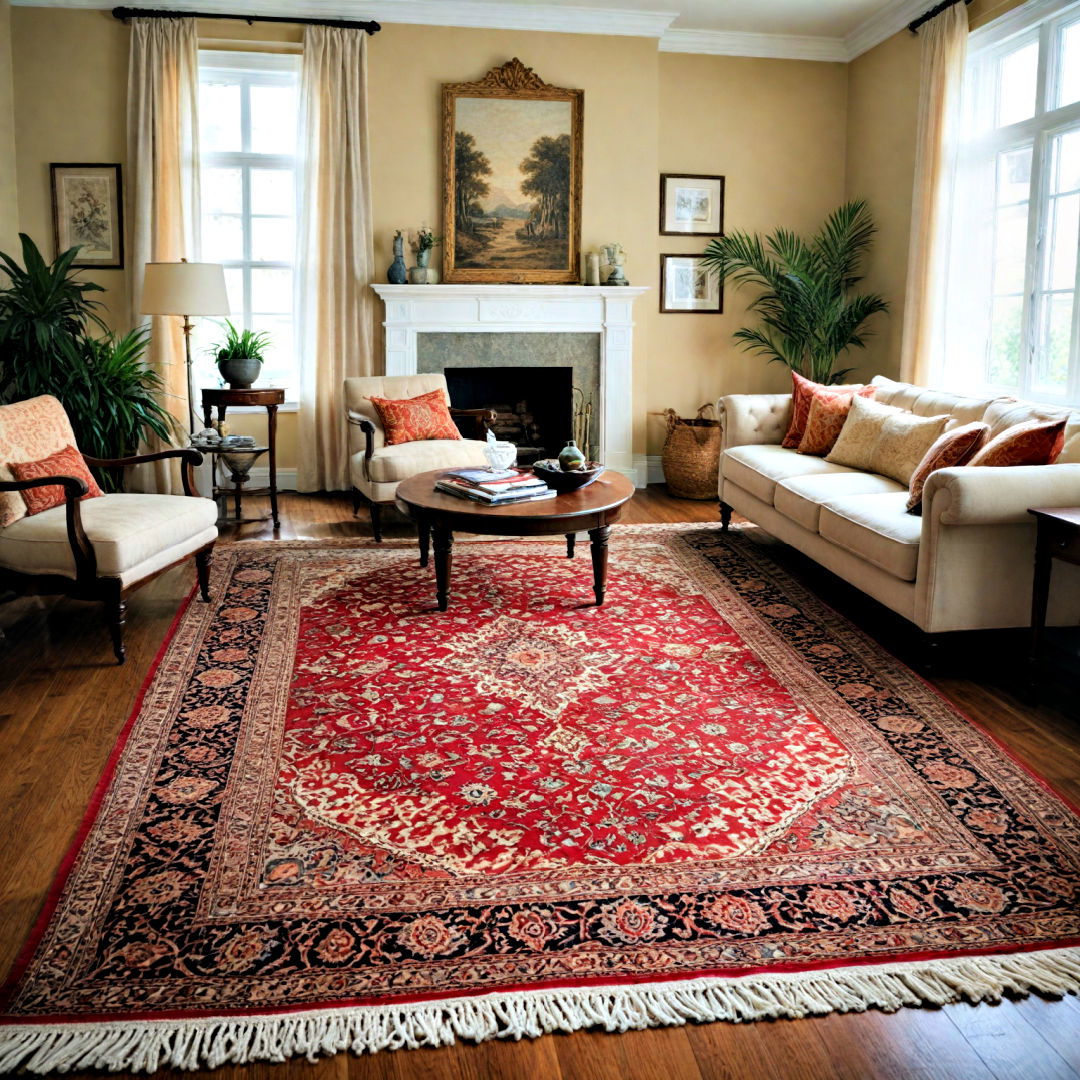 choose luxurious persian rug - 25 Traditional Living Room Ideas