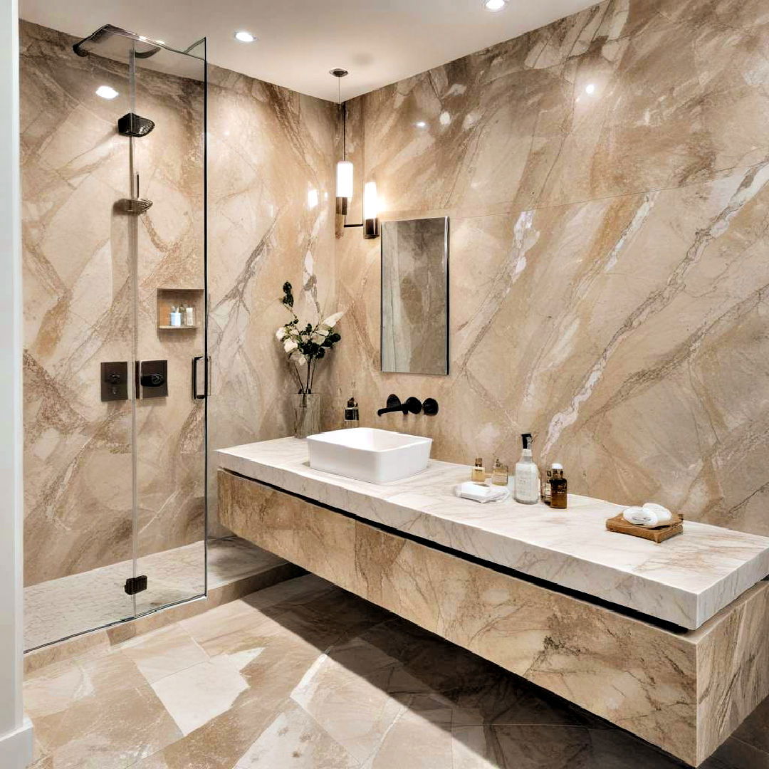 choose natural stone surface - 40 Modern Bathroom Ideas