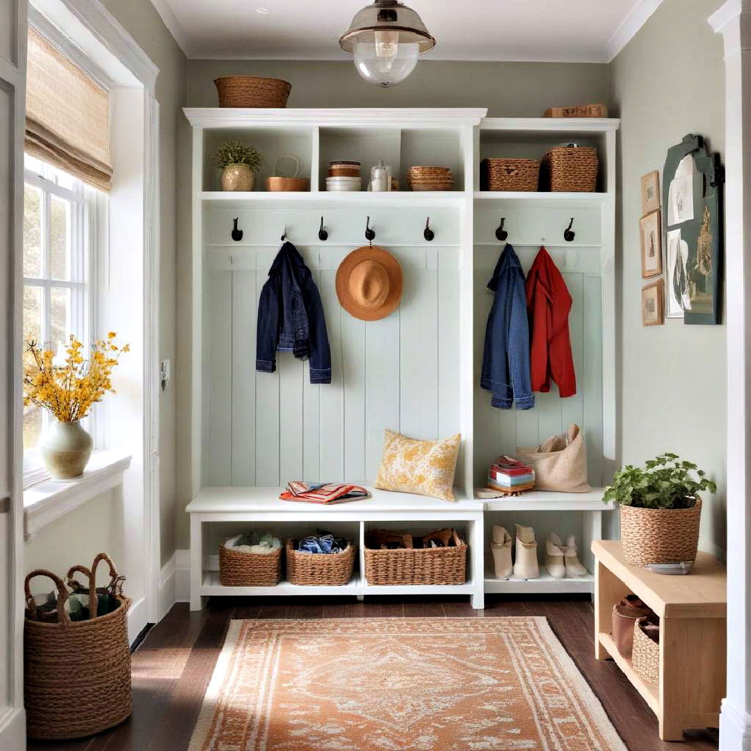 choose neutral colors of paint - 40 Mudroom Ideas