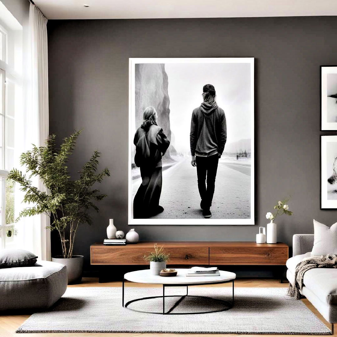 choose one oversized photo - 40 Photo Wall Ideas