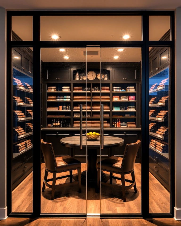 cigar room with glass doors - 20 Cigar Room Ideas