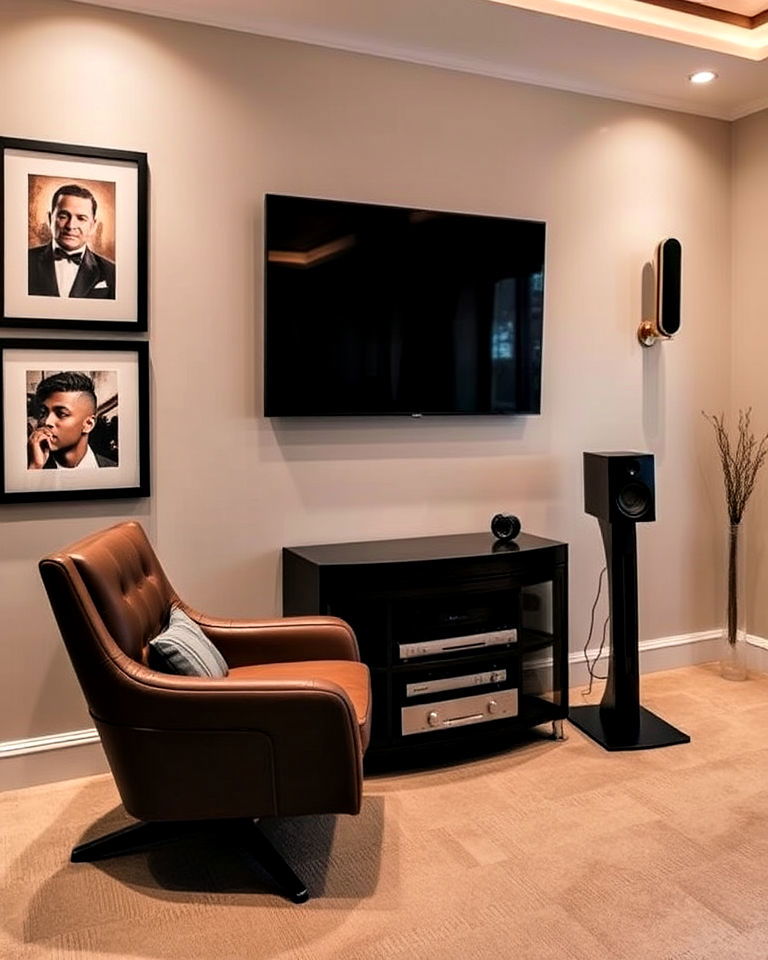 cigar room with high quality sound system - 20 Cigar Room Ideas
