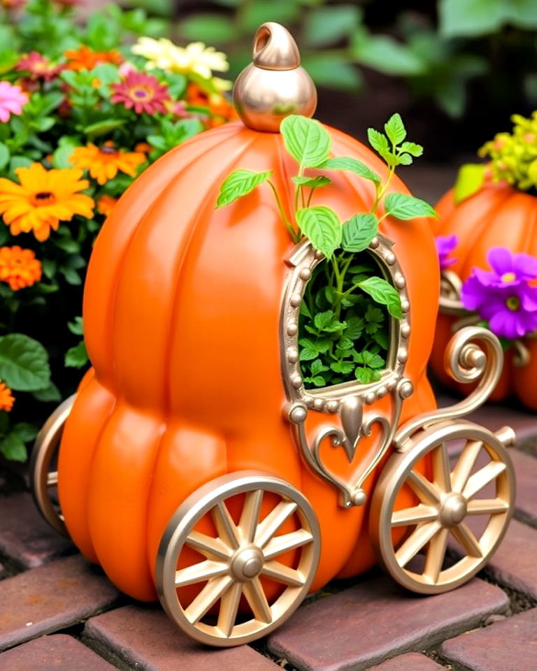 cinderella inspired pumpkin planter - 20 Disney Garden Ideas