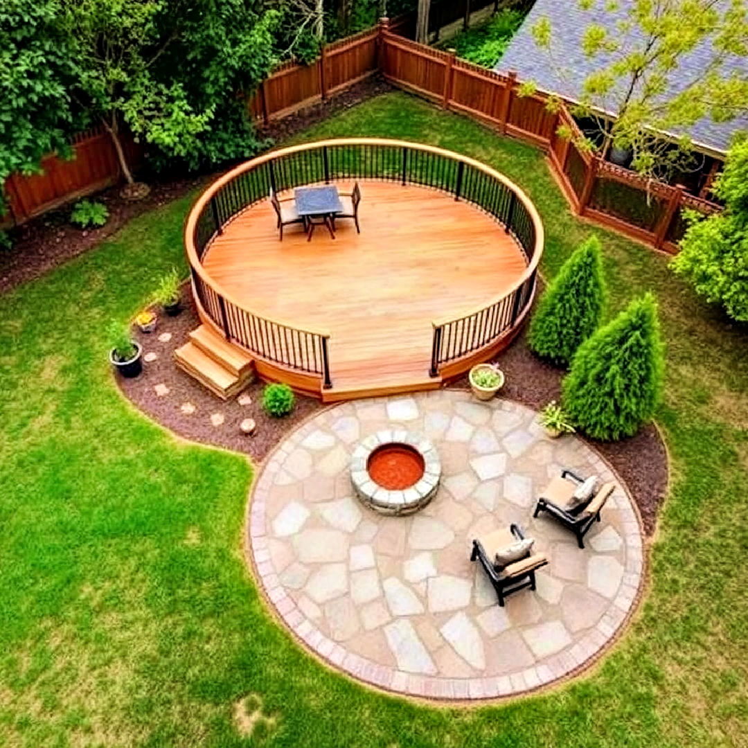 circular deck with rounded patio ideas - 30 Deck and Patio Combination Ideas
