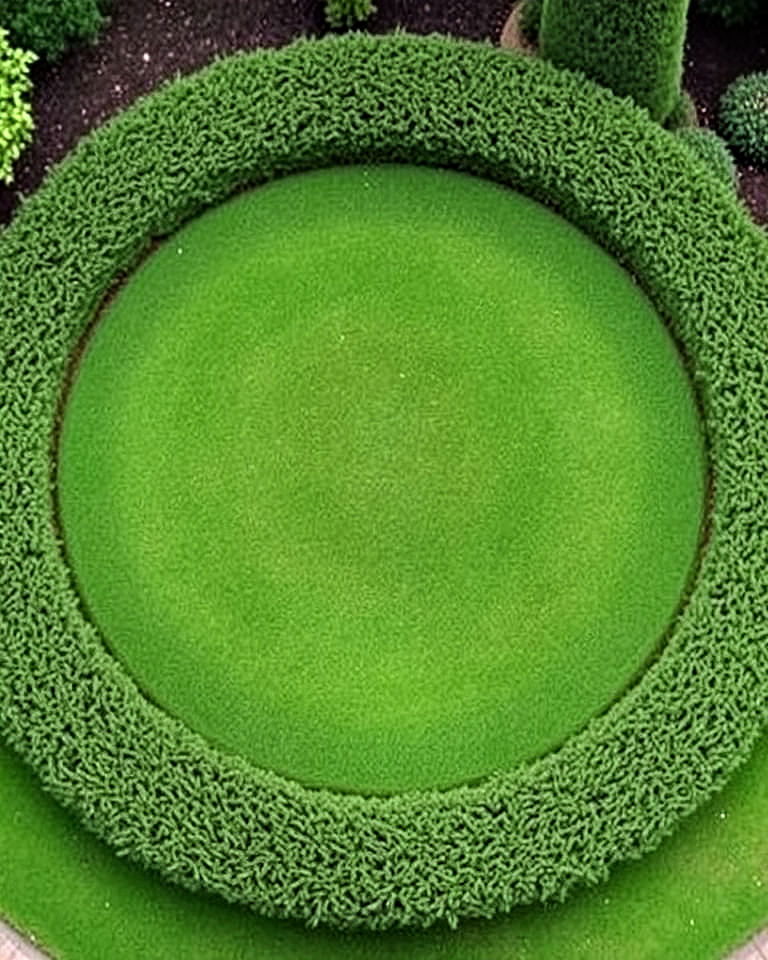 circular lawn with border shrubs - 20 Circular Lawn Garden Designs