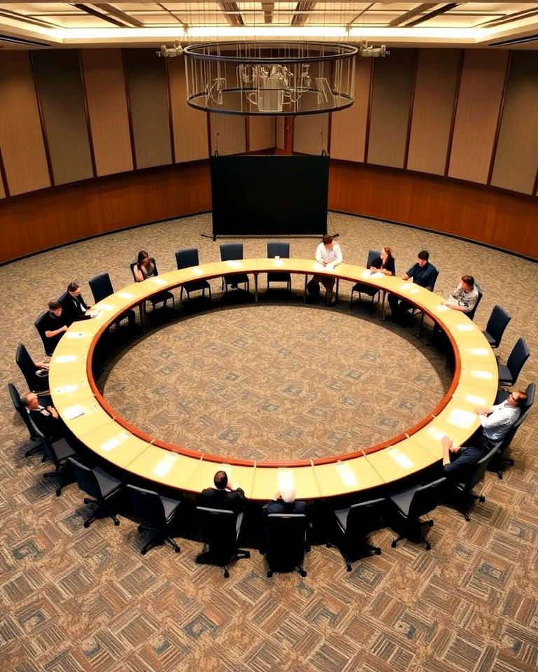 circular seating arrangements for collaborative workshops - 25 Conference Room Design Ideas and Inspiration