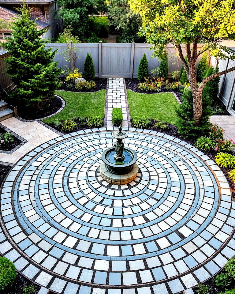 circular walkway with radiating curves - 25 Curved Walkway Ideas