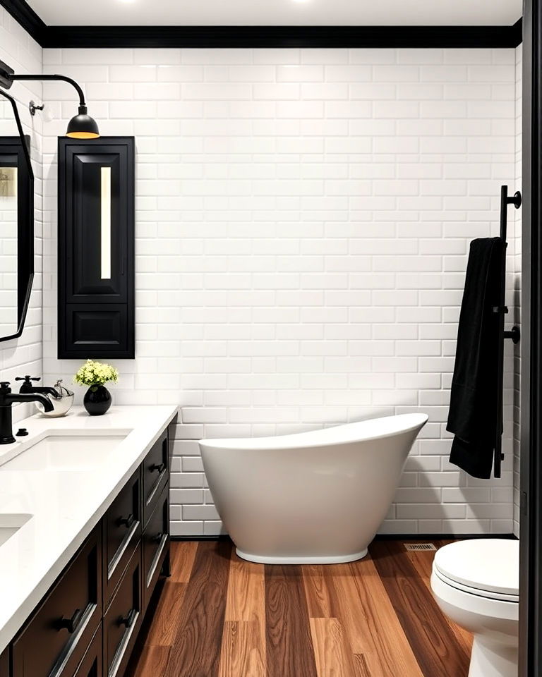 classic black and white color scheme - 15 Bathroom With Black Fixtures