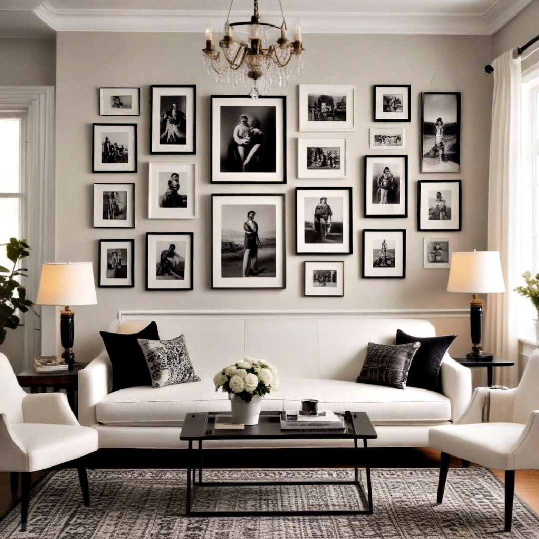 classic black and white photographs - 30 Black and White Living Room Ideas