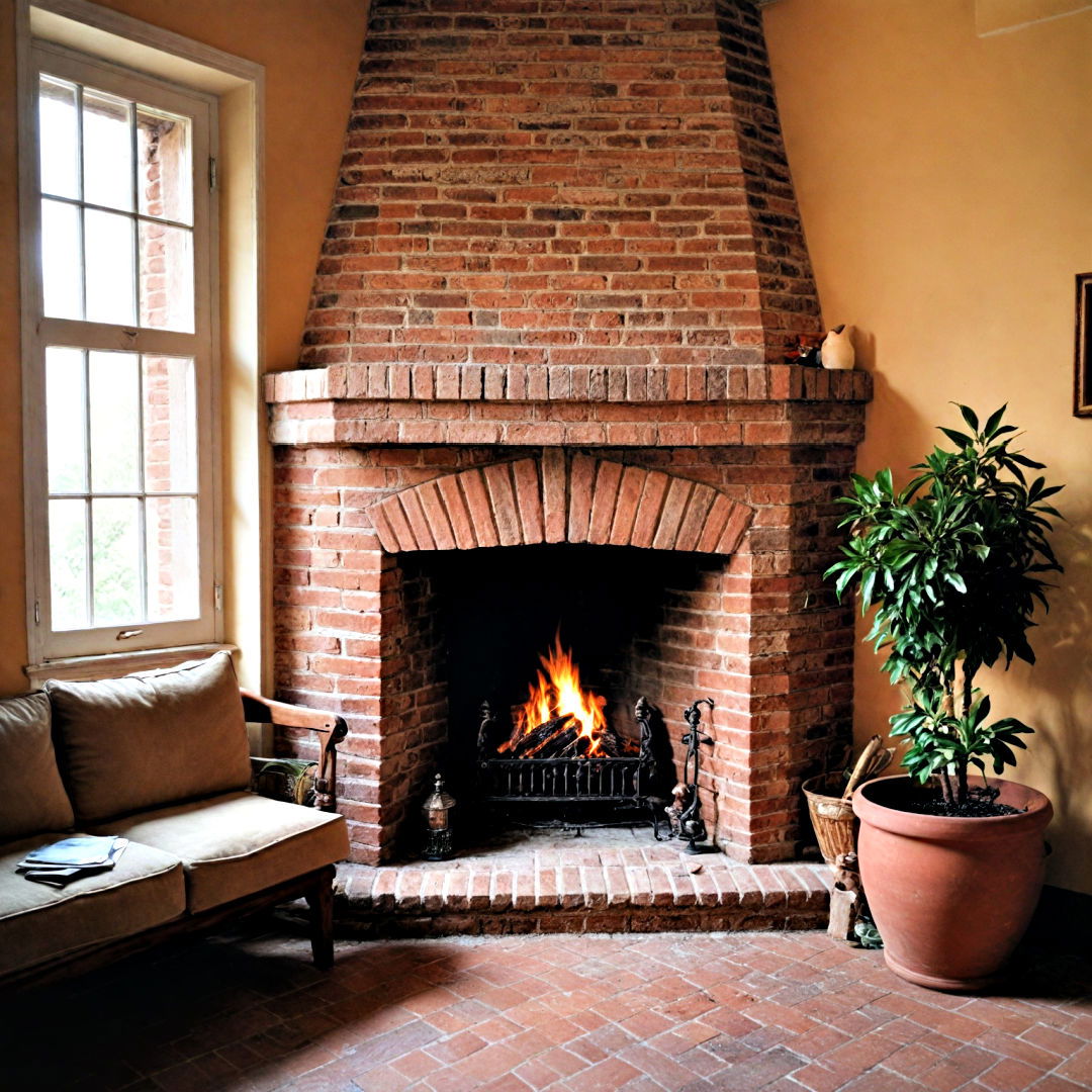 classic brick fireplace - 25 Corner Fireplace Ideas
