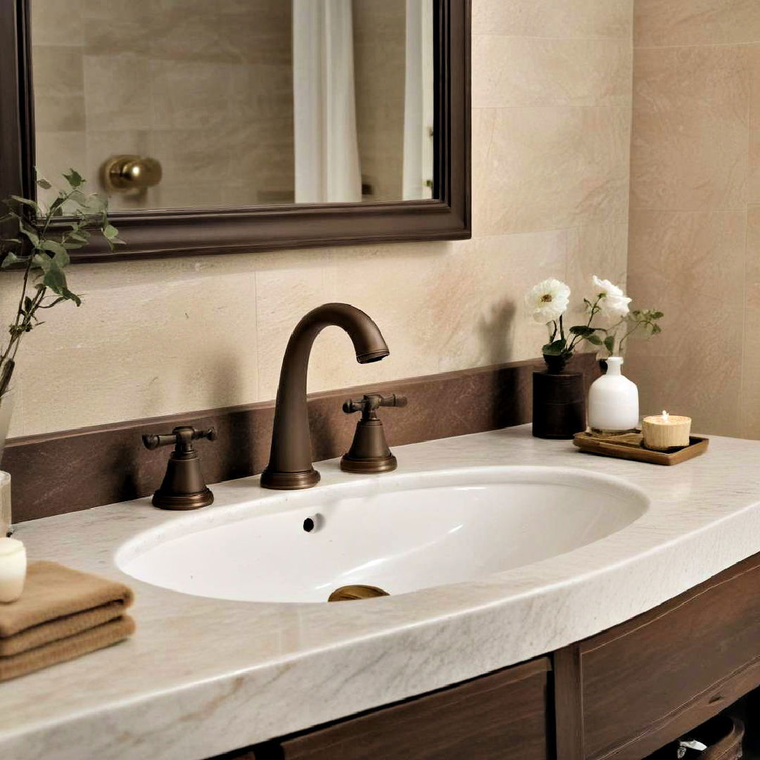 classic bronze faucet - 25 Brown Bathroom Ideas
