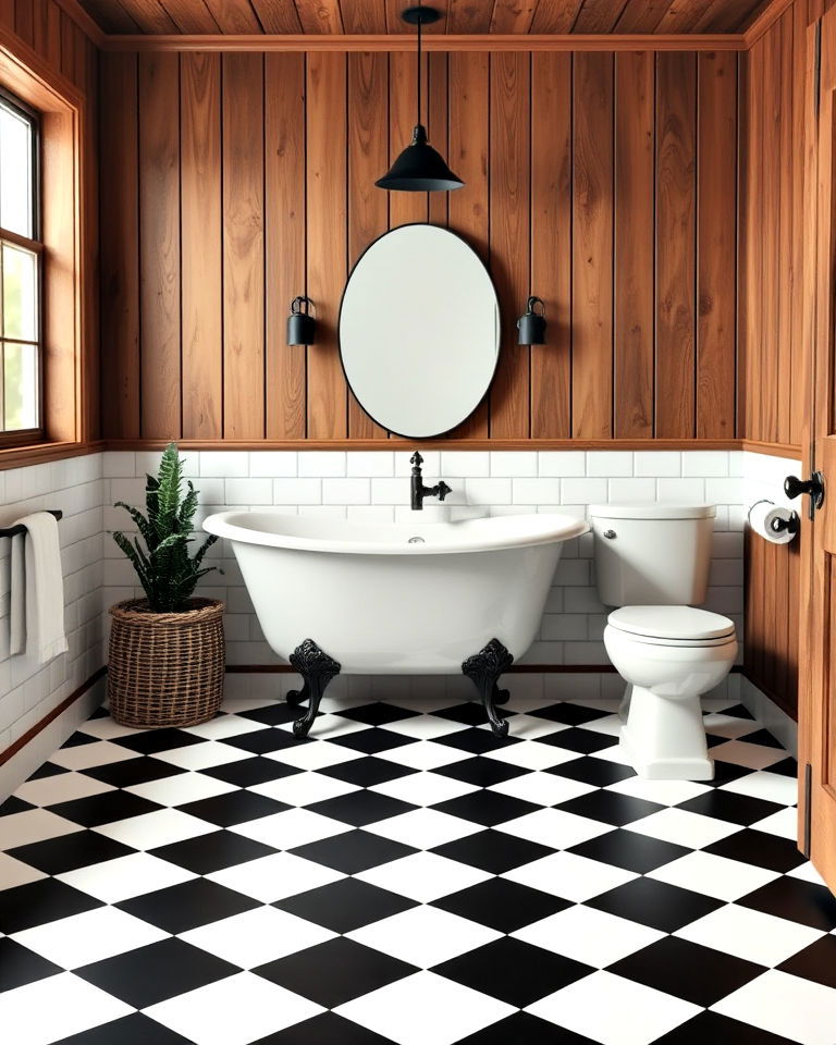 classic checkerboard design bathroom tiles - 20 Black and White Bathroom Tile Ideas