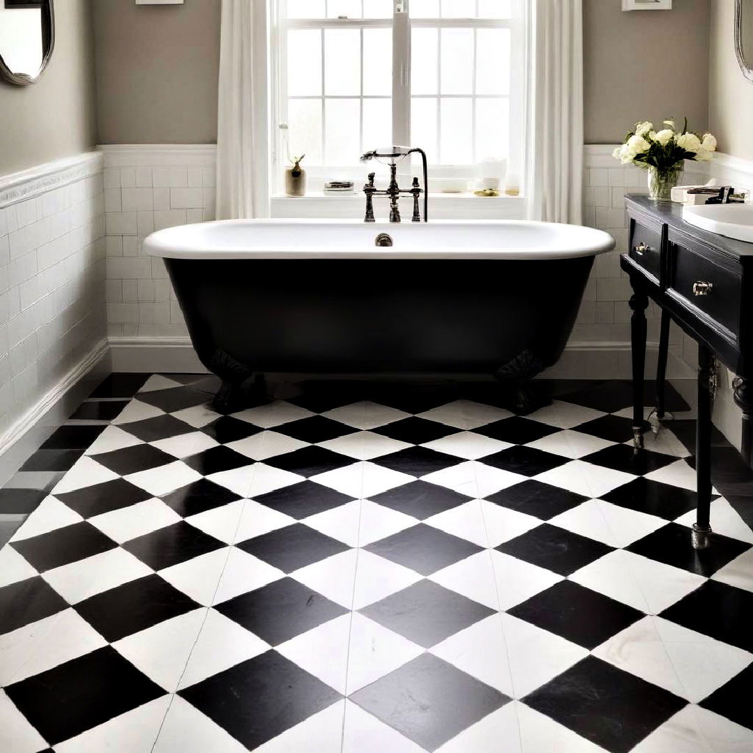 classic checkerboard floor - 40 Black and White Bathroom Ideas