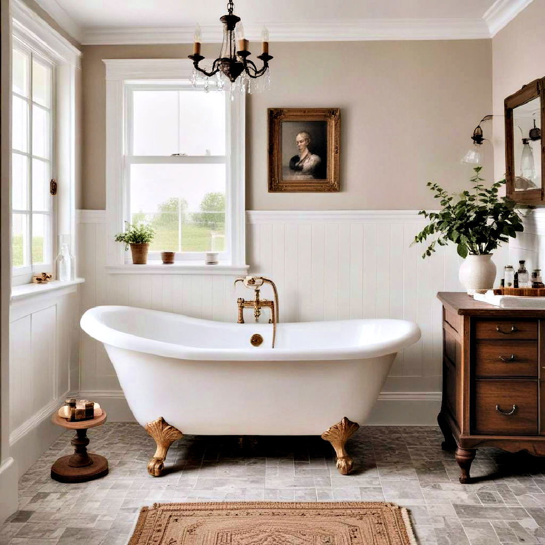 classic clawfoot bathtub - 40 Farmhouse Bathroom Ideas