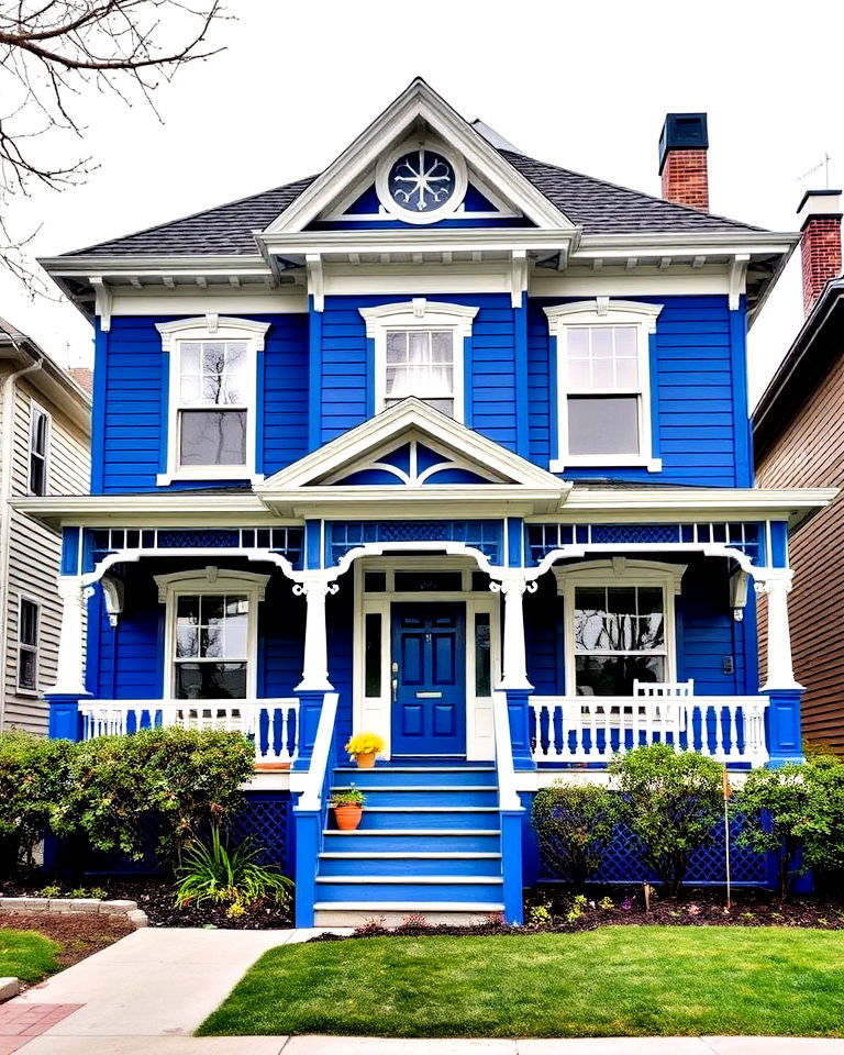 classic cobalt blue victorian house - 15 Blue Victorian House Colors