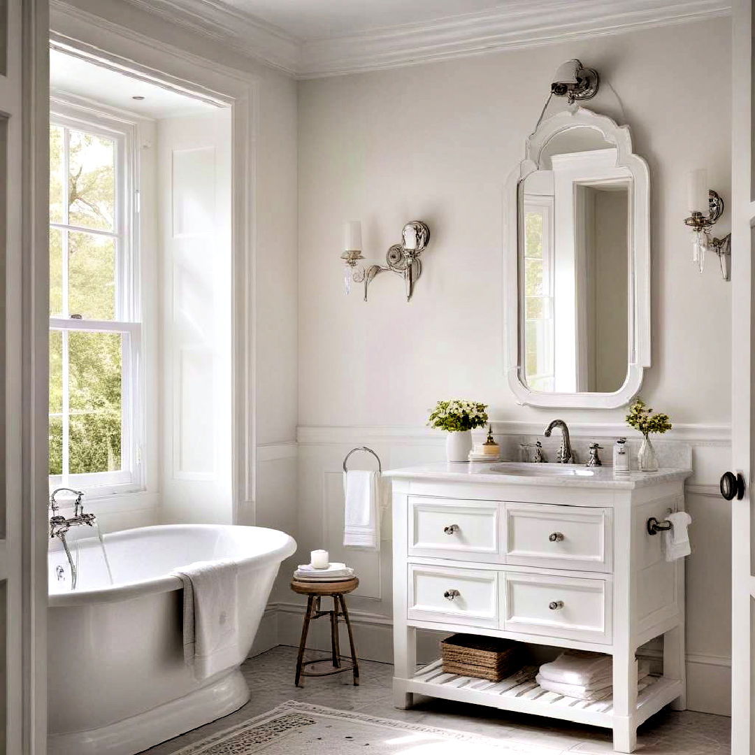 classic crisp white paint - 40 Bathroom Paint Ideas