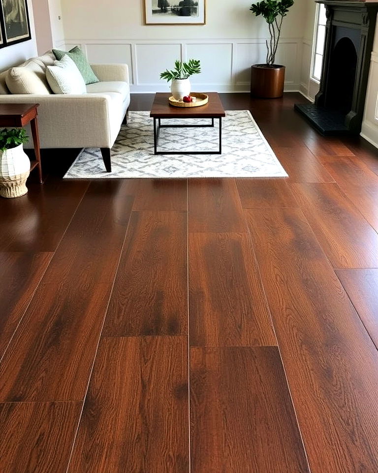 classic dark walnut stained concrete floor - 25 Stained Concrete Floors