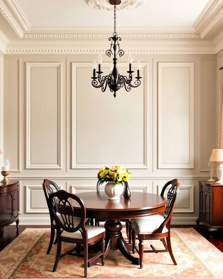 classic decorative molding for dining room - 25 Dining Room Wall Paneling Ideas
