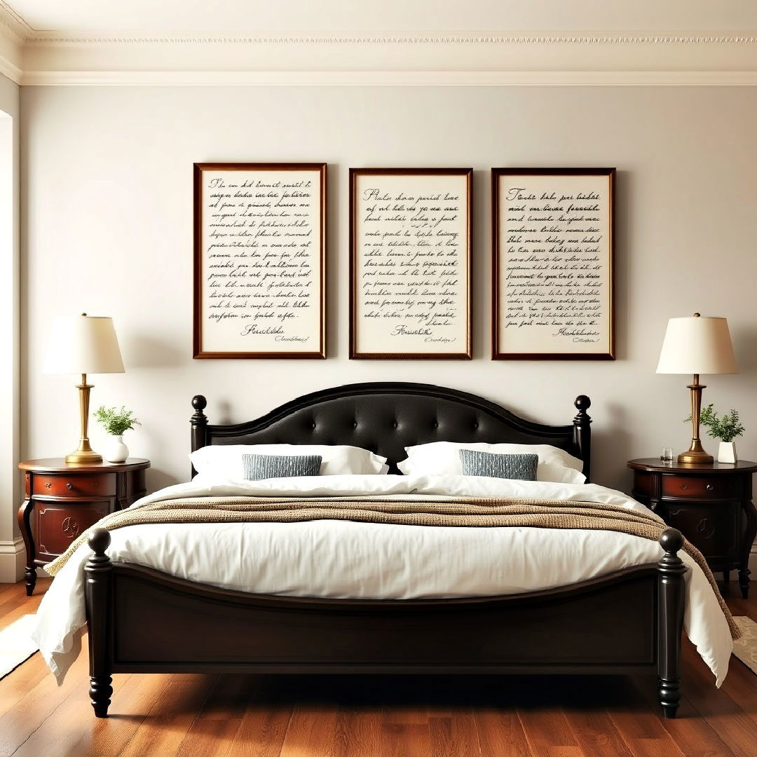classic french script wall art - 25 French Bedroom Decor Ideas