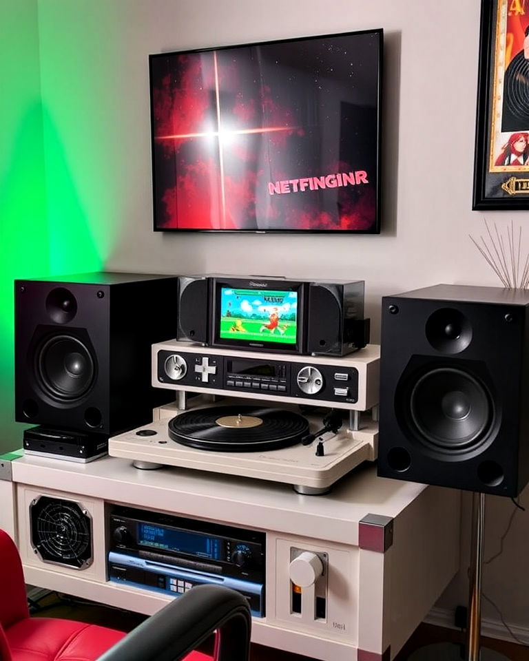 classic gaming sound system ideas - 30 Retro Game Room Ideas