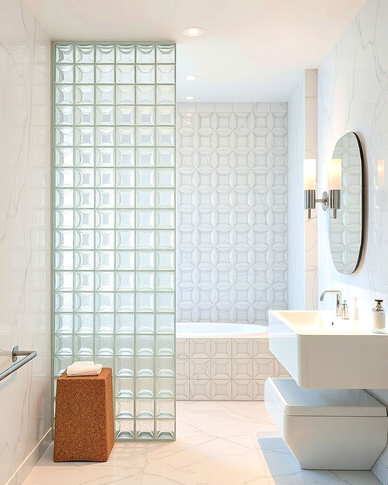 classic glass block bathroom partition - 20 Bathroom Partition Ideas