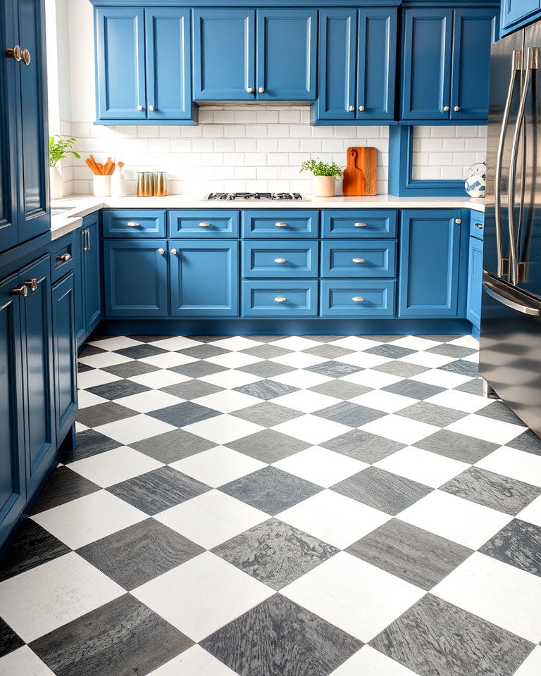 classic grey and white checkerboard pattern floor - 20 Kitchens With Grey Floors