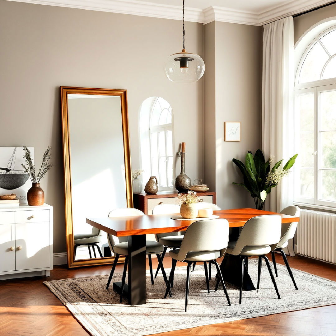 classic leaning mirror - 25 Dining Room Mirror Ideas