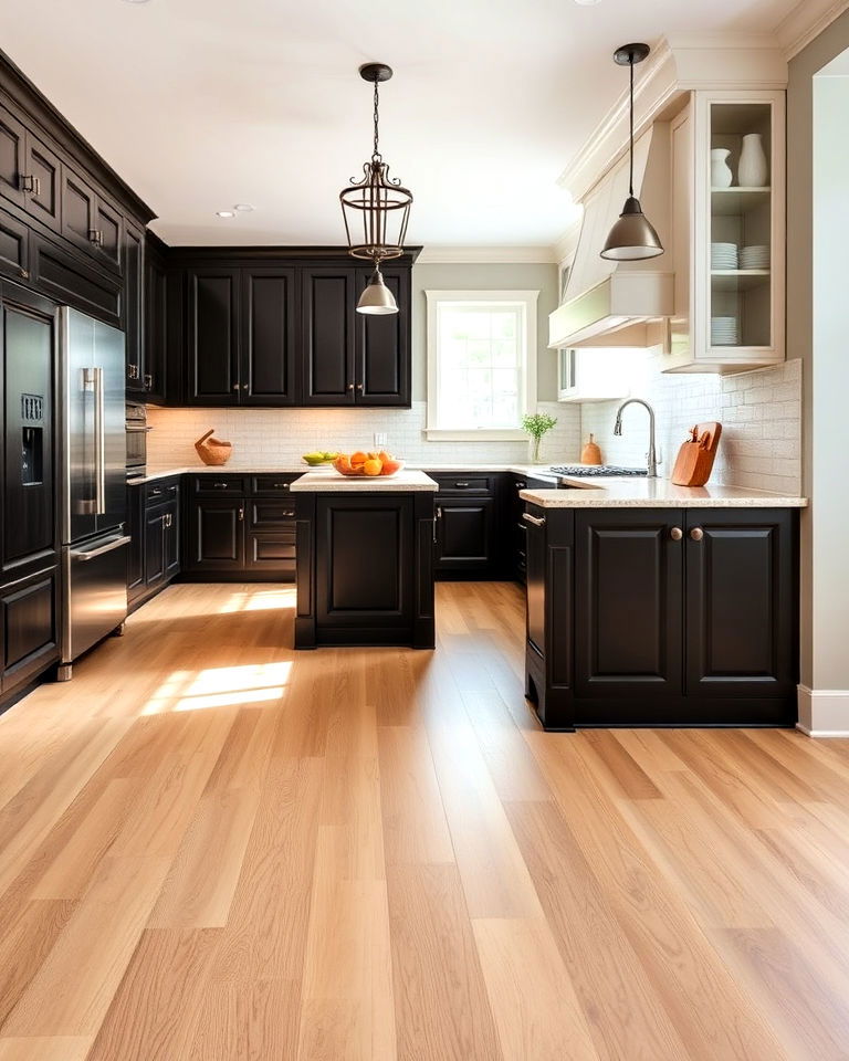classic light hickory kitchen floor - 20 Light Wood Floor Kitchen Ideas