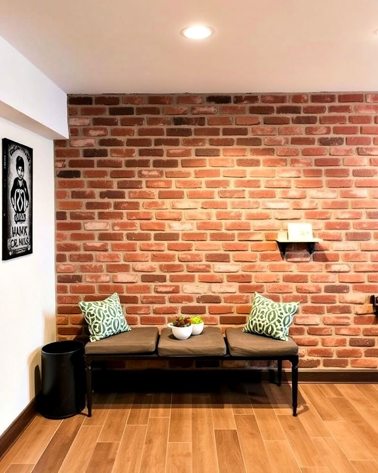 classic look brick veneer accent wall - 15 Basement Accent Wall Ideas