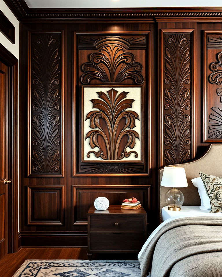 classic look carved wood paneling - 30 Art Deco Interior Design Ideas
