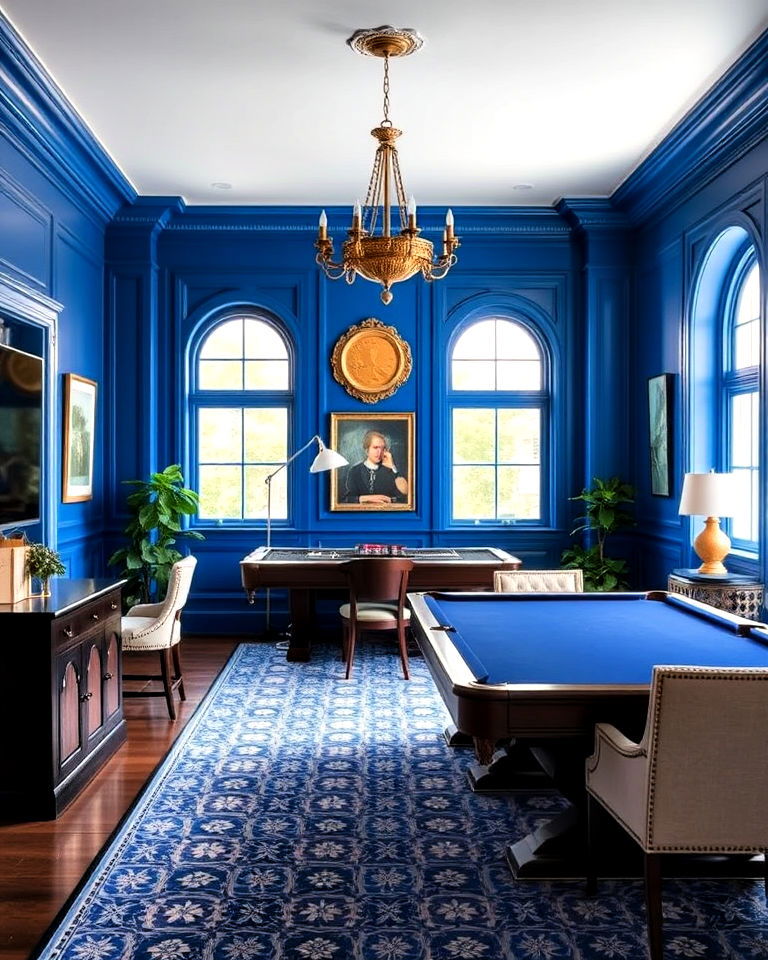 classic look royal blue game room paint - 20 Game Room Paint Ideas