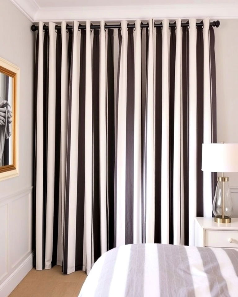 classic look striped curtains for closet - 30 Closet Curtain Ideas