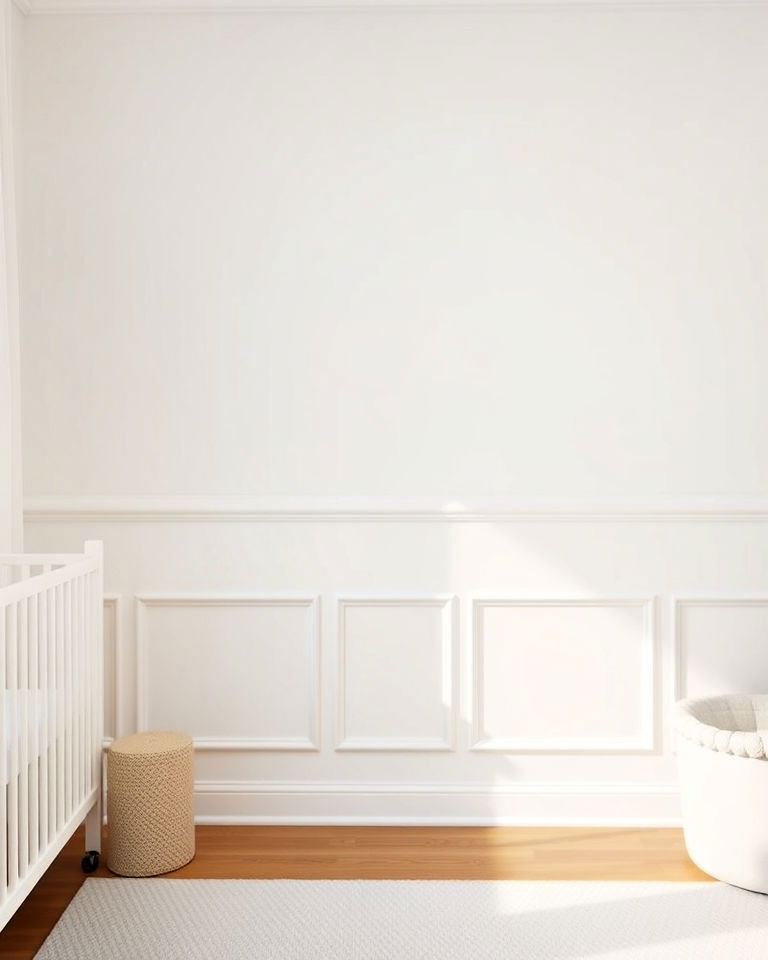 classic look white wainscoting for nursery - 15 White Nursery Ideas