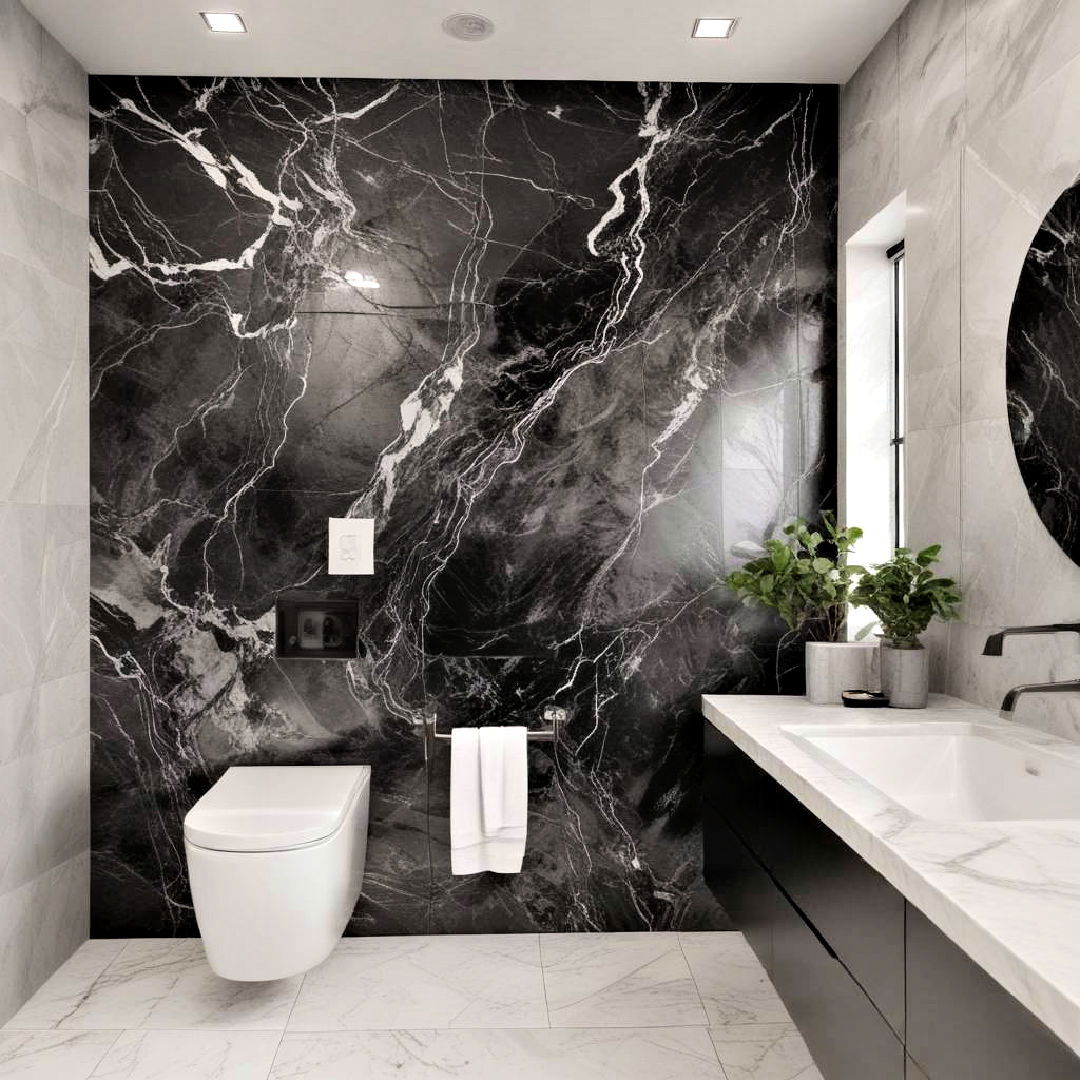 classic marble elegance - 20 Black and Grey Bathroom Ideas