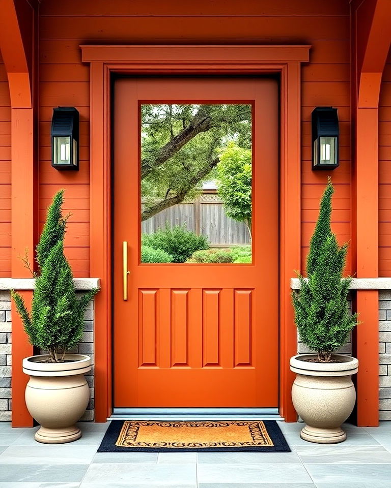 classic mid century burnt orange door color - 20 Mid Century Front Door Colors
