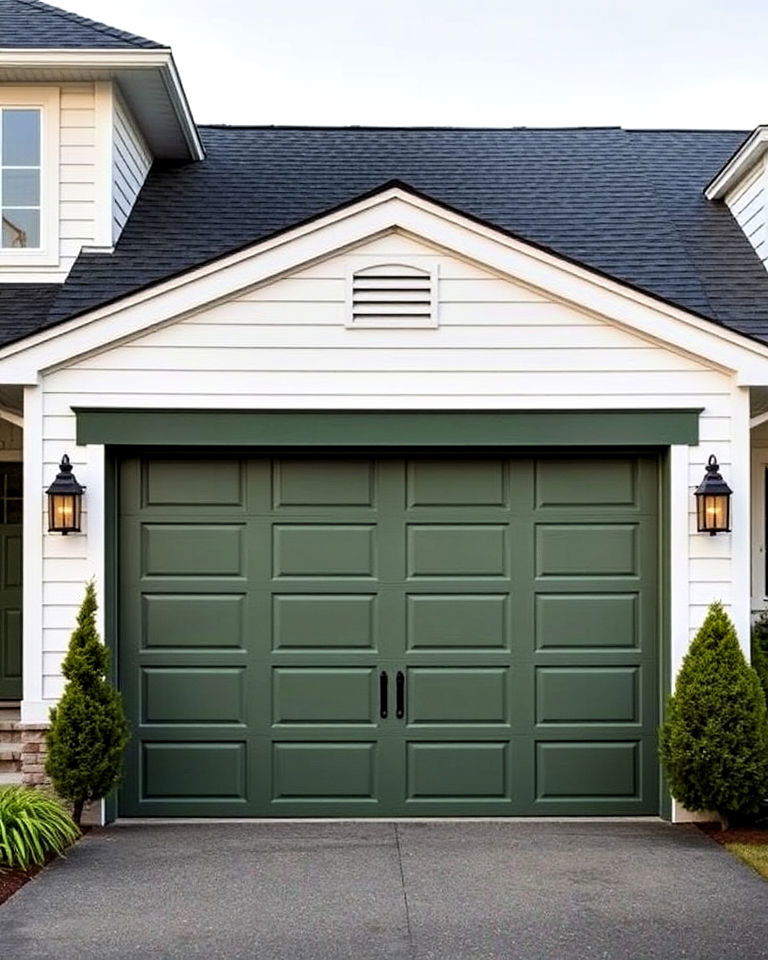 classic military green garage door - 20 Green Garage Door Ideas