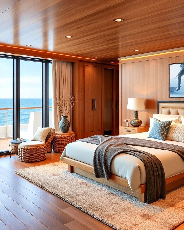 classic nautical feel with natural wood finishes - 20 Yacht Bedroom Ideas