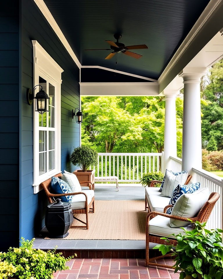 classic navy blue porch color - 20 Porch Paint Colors
