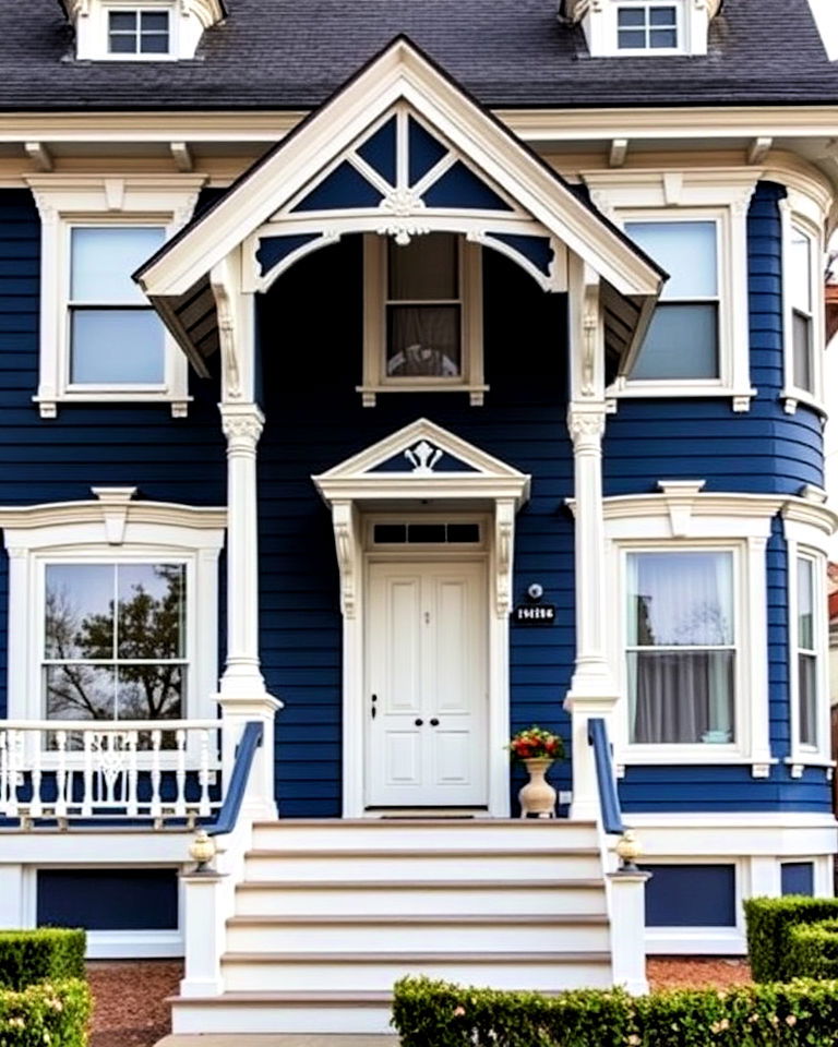 classic navy blue victorian house - 15 Blue Victorian House Colors